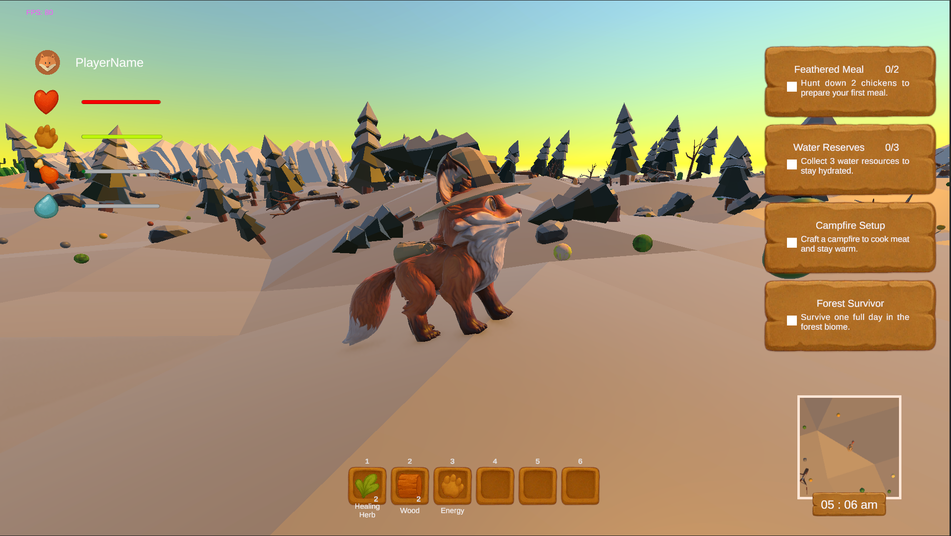Fox simulator - Windows | PCG Environment | Unity | Survival | Solo Dev | Alpha