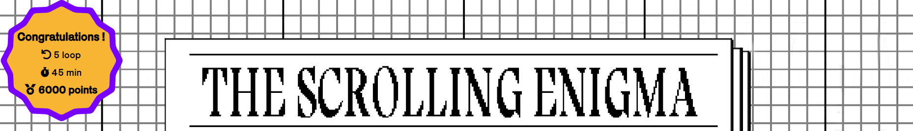 The Scrolling Enigma header with a score badge