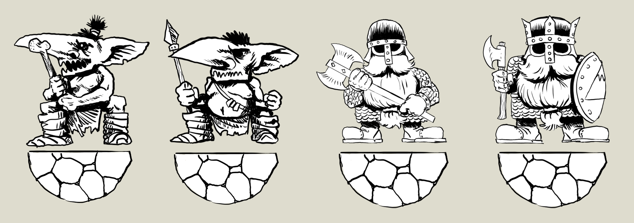 Paper minis : Dwarves & Goblins