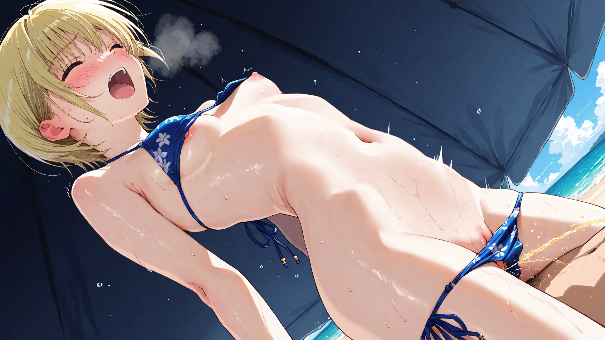 Cover image for The Summer Smile by the Sea — A Red-Haired Muse 【R18 / AI Art Collection】(90 images+α)