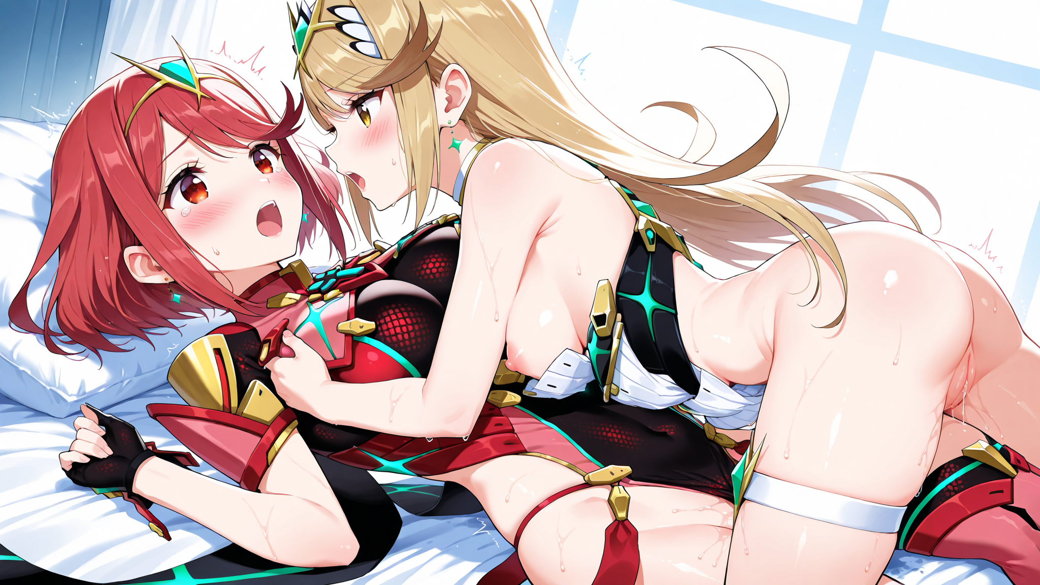Cover image for Pyra & Mythra — A Secret Moment for Just the Two of Them【R18 / AI Art Collection】(150 images)