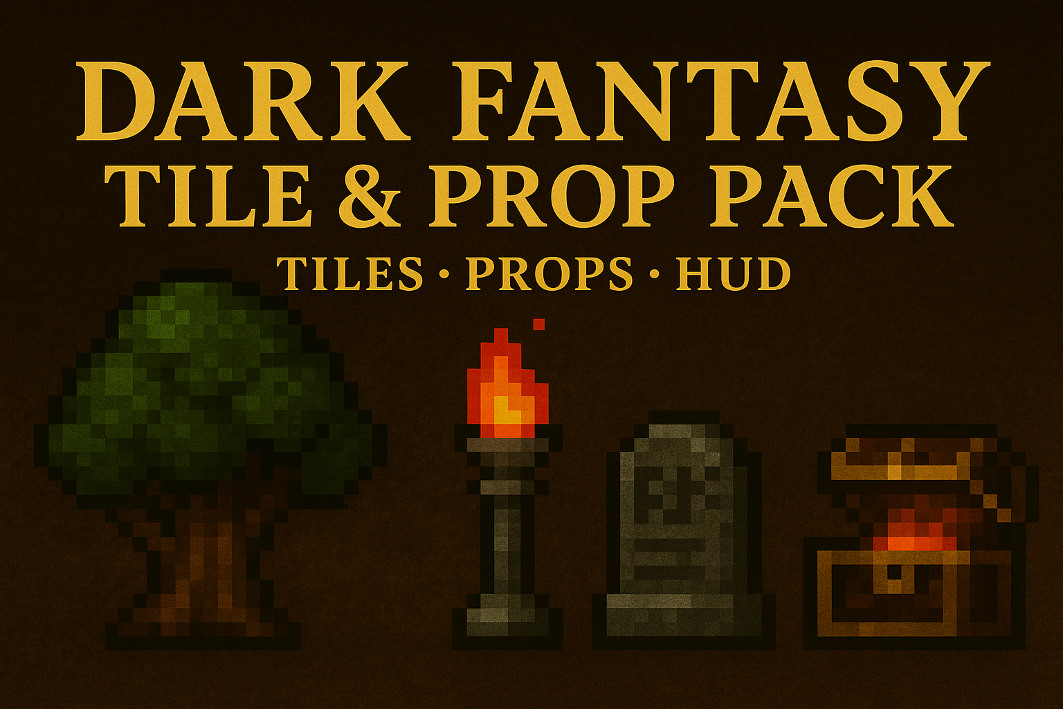 Dark Fantasy Pixel Art World – Tiles, Props & UI (16-bit)