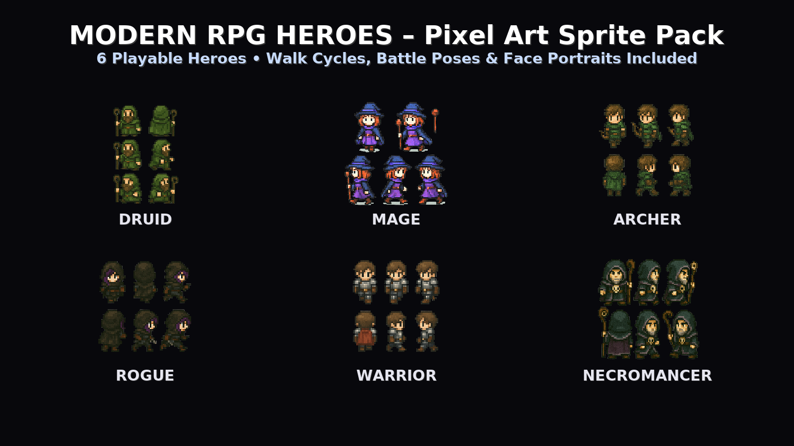 Pixel Rpg Sprite Base Modern RPG Heroes – Pixel Art Sprite Pack (RPG Maker / Unity / Godot ...