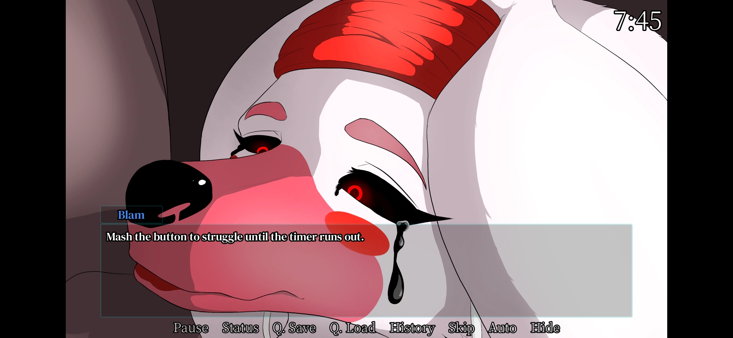 The game freezes at this point.