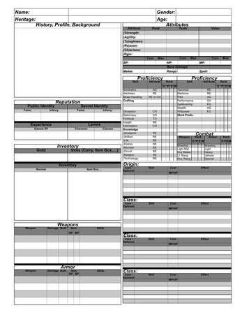 Shards Of Reality - Character Sheet (Simple D10) by eggpeace