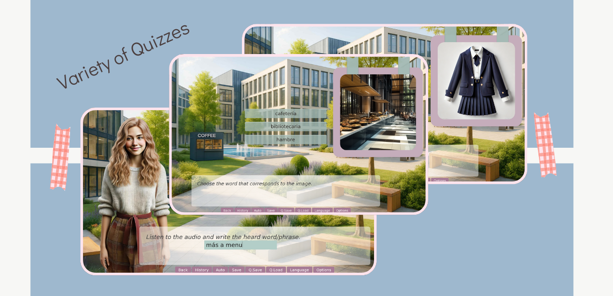 Interactive quizzes after scenes Interactive quizzes after scenes