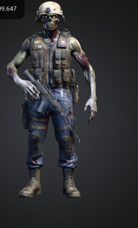3D Military Zombie Model Soldier for Games Video