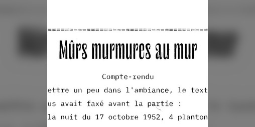 Cover image for Mûrs murmures au mur