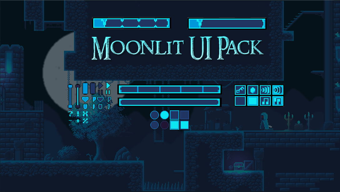 Moonlit UI and Button Pack - Part of the Moonlit Platformer Series