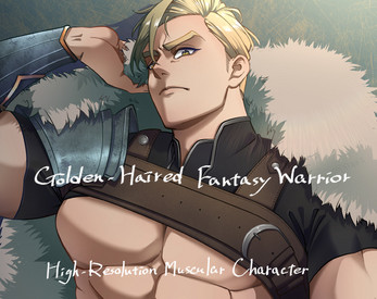Golden-Haired Fantasy Warrior – Muscular Upper Body Illustration by Kou ...