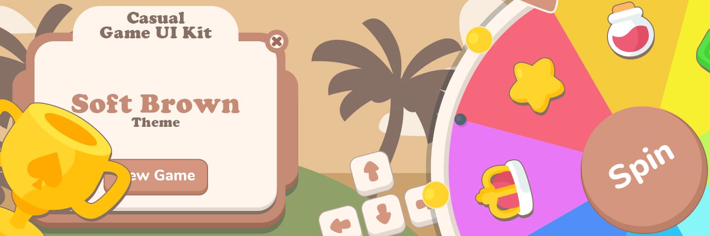 Casual Game UI Kit – Soft Brown Theme