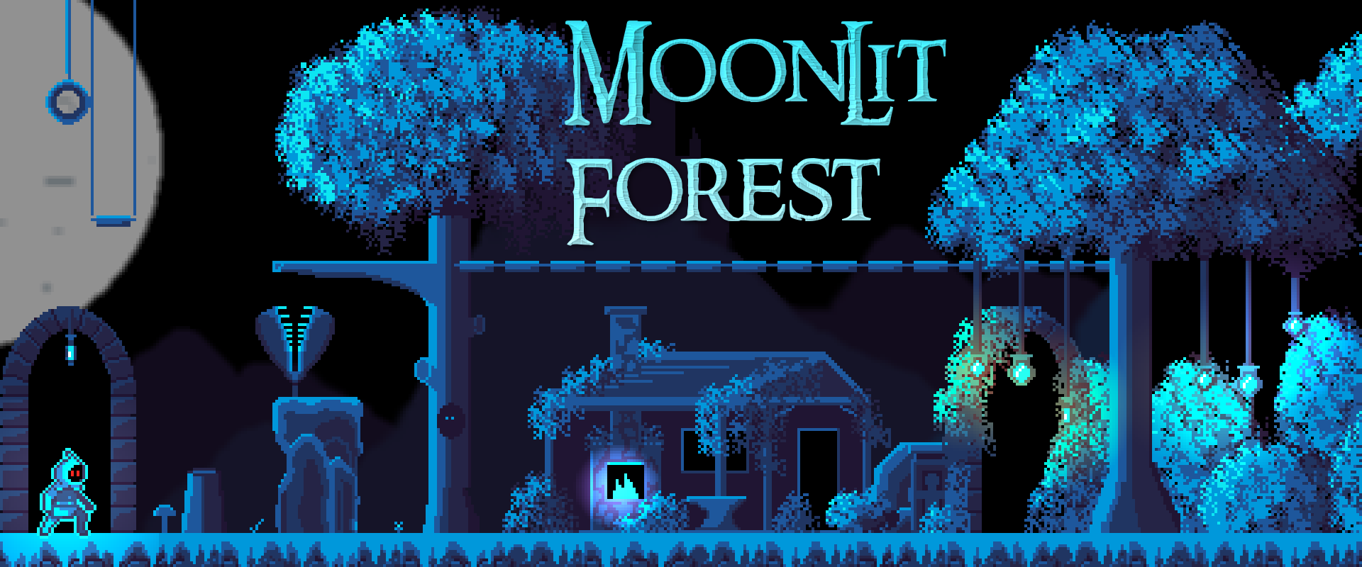16x16 Dark Fantasy Forest Tileset – Moonlit Platformer Series