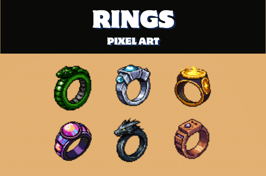 Rings Icons Pixel Art