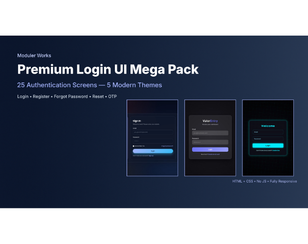 Moduler Works – Auth UI Pack (25+ Authentication Screens) – Standard ...