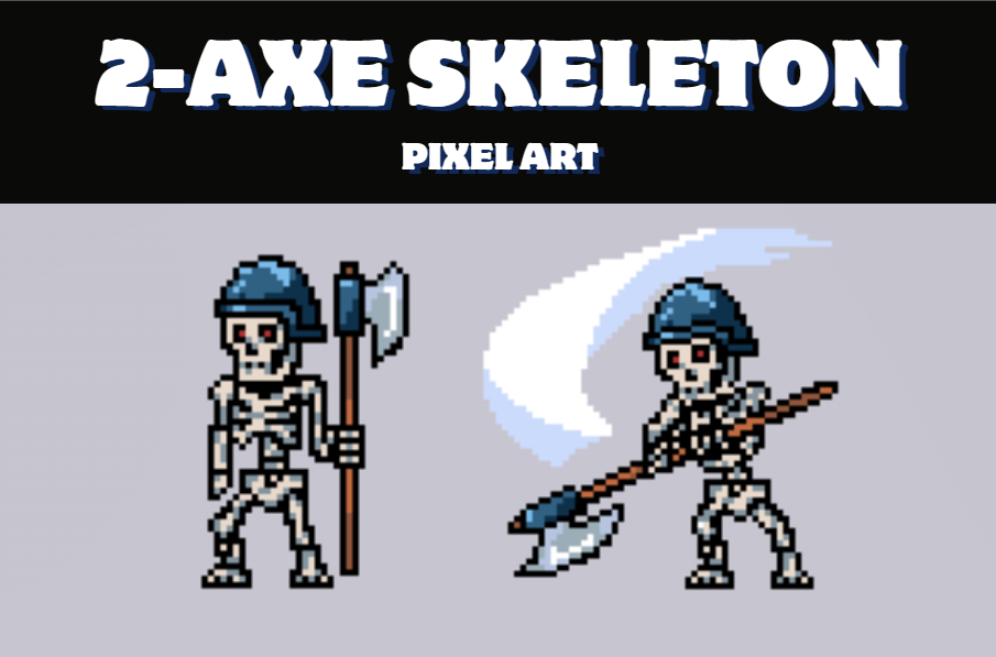 Skeleton Axe Pixel Art
