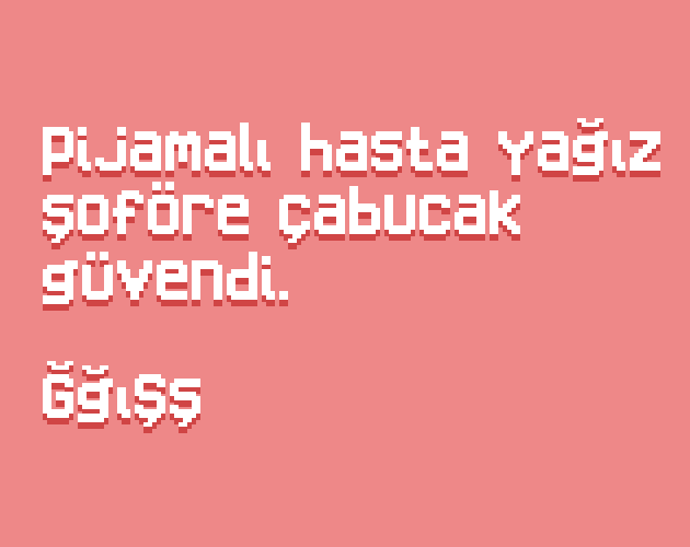A preview of the Tomorrow Night pixel font showing a Turkish panagram in a clean, 8-bit digital style.