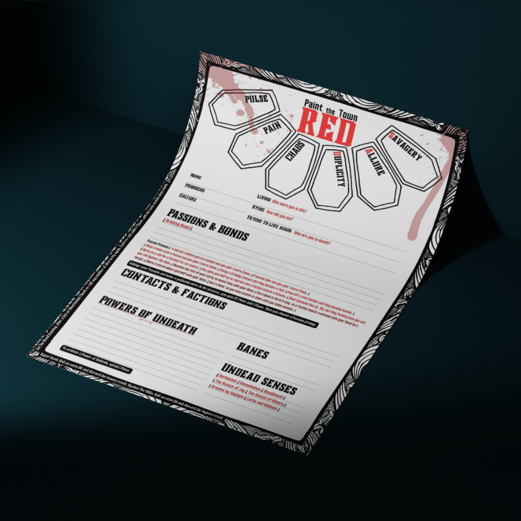 Cover image for Paint the Town Red Character Sheet
