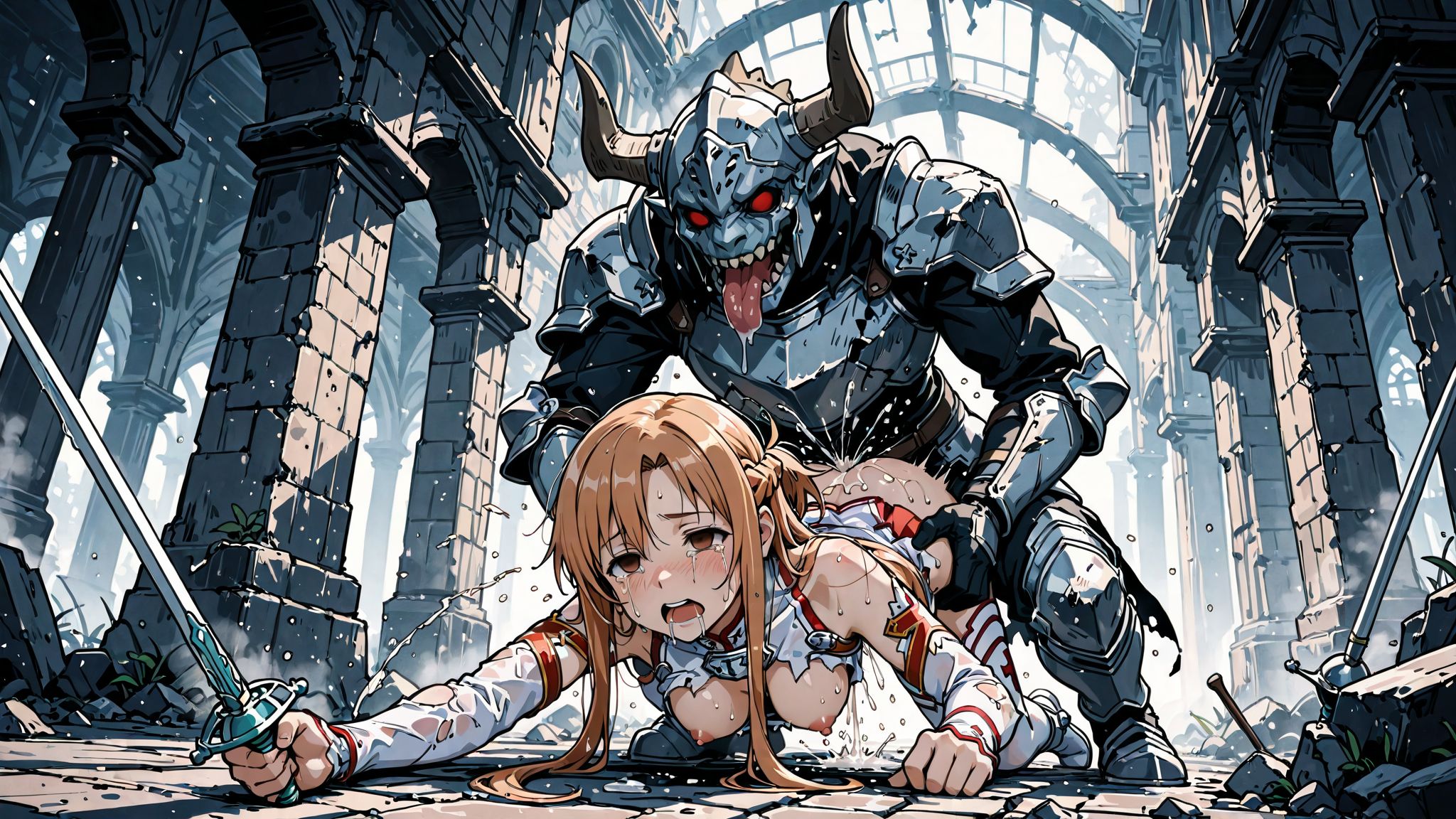 Cover image for The Knight Who Wouldn’t Let Go of Her Blade【R18 / AI Art Collection】(150 images)