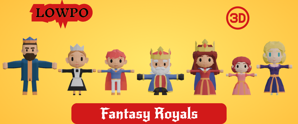 LOWPO: Fantasy Royals – Medieval Royal Family Low Poly 3D Pack