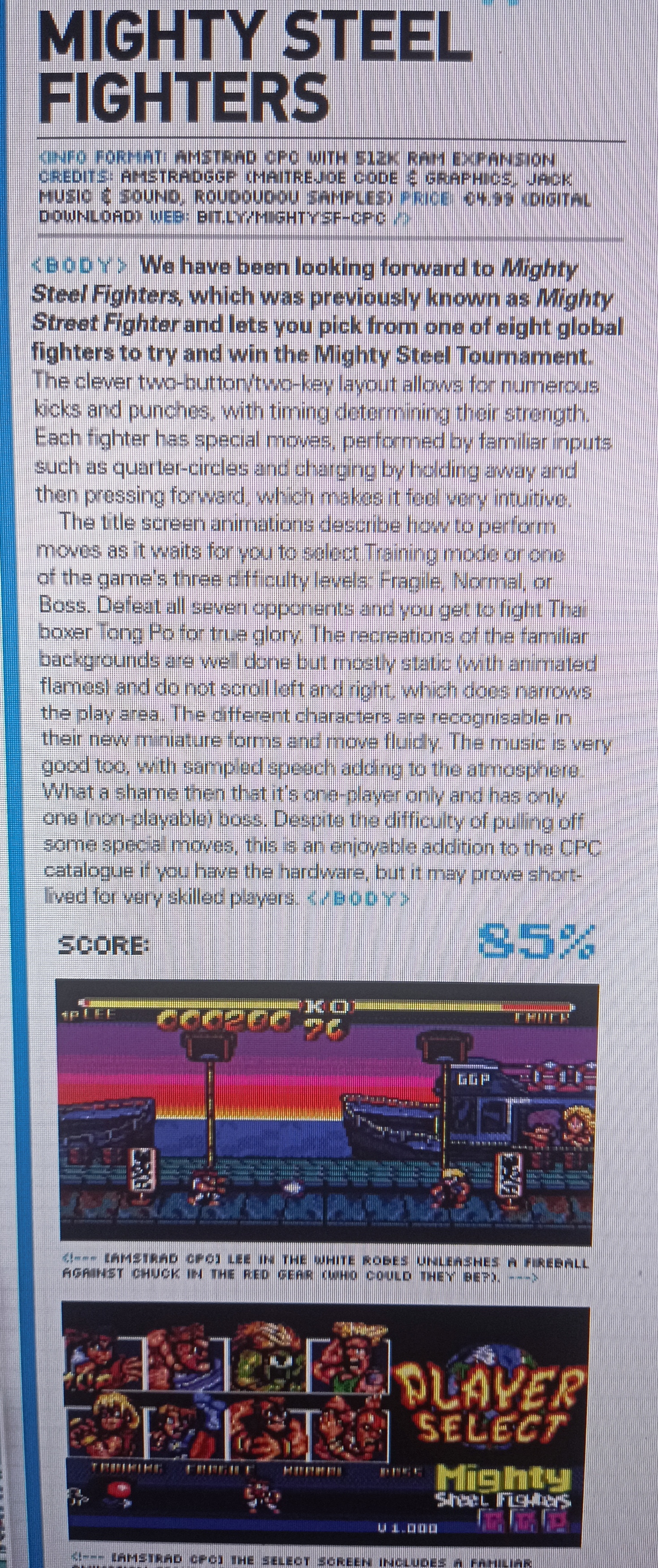 Test dans le magazine Retro Gamer Anglais