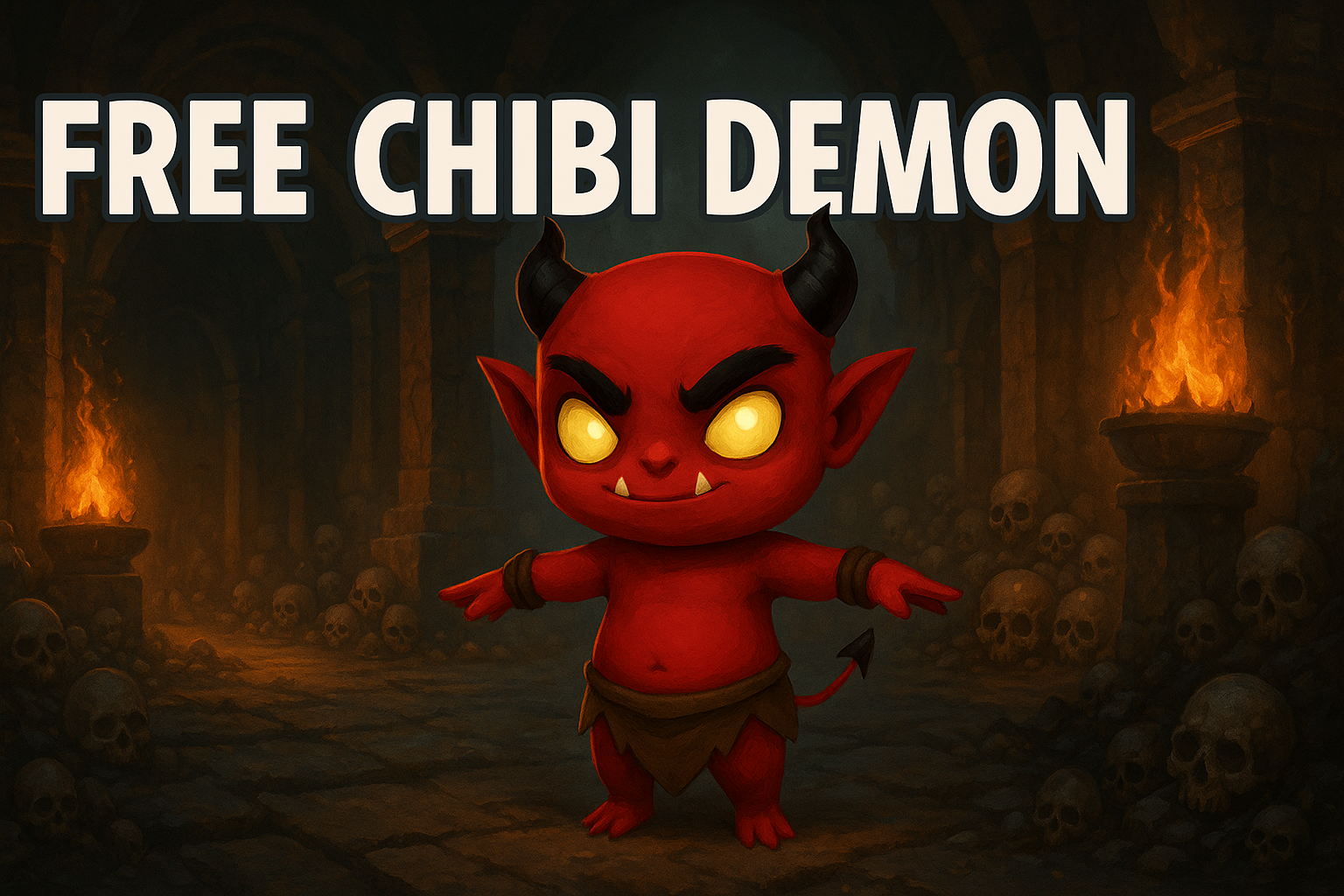 ๐ฅ FREE Chibi Demon โ Stylized 3D Character (FBX + Animations)
