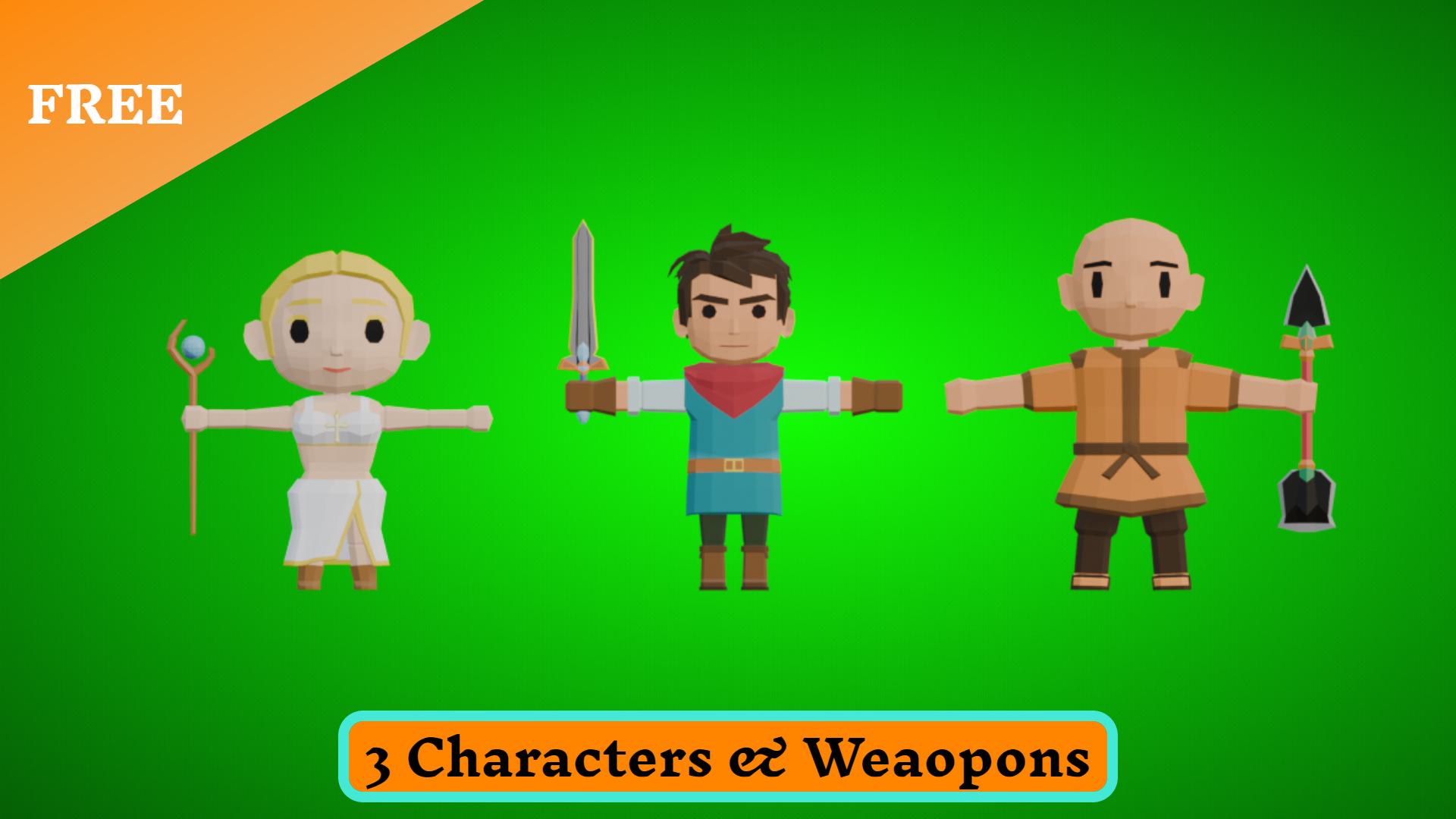 Free low poly characters preview