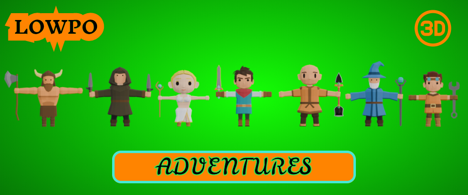LOWPO: Adventure Character Pack โ Low Poly 3D, Game-Ready Rigged Characters