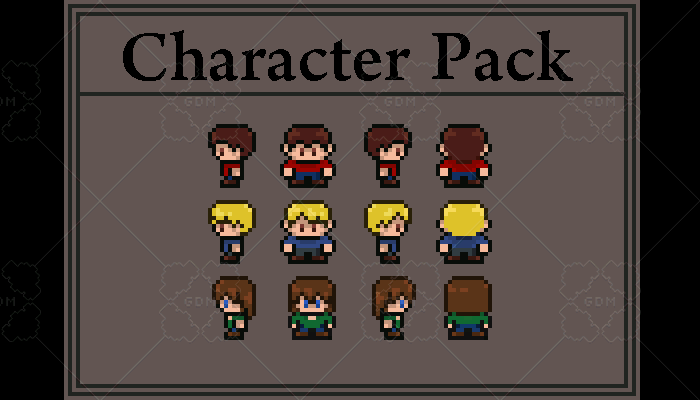 RPG Pixel Character Pack – 3 Topdown Sprites