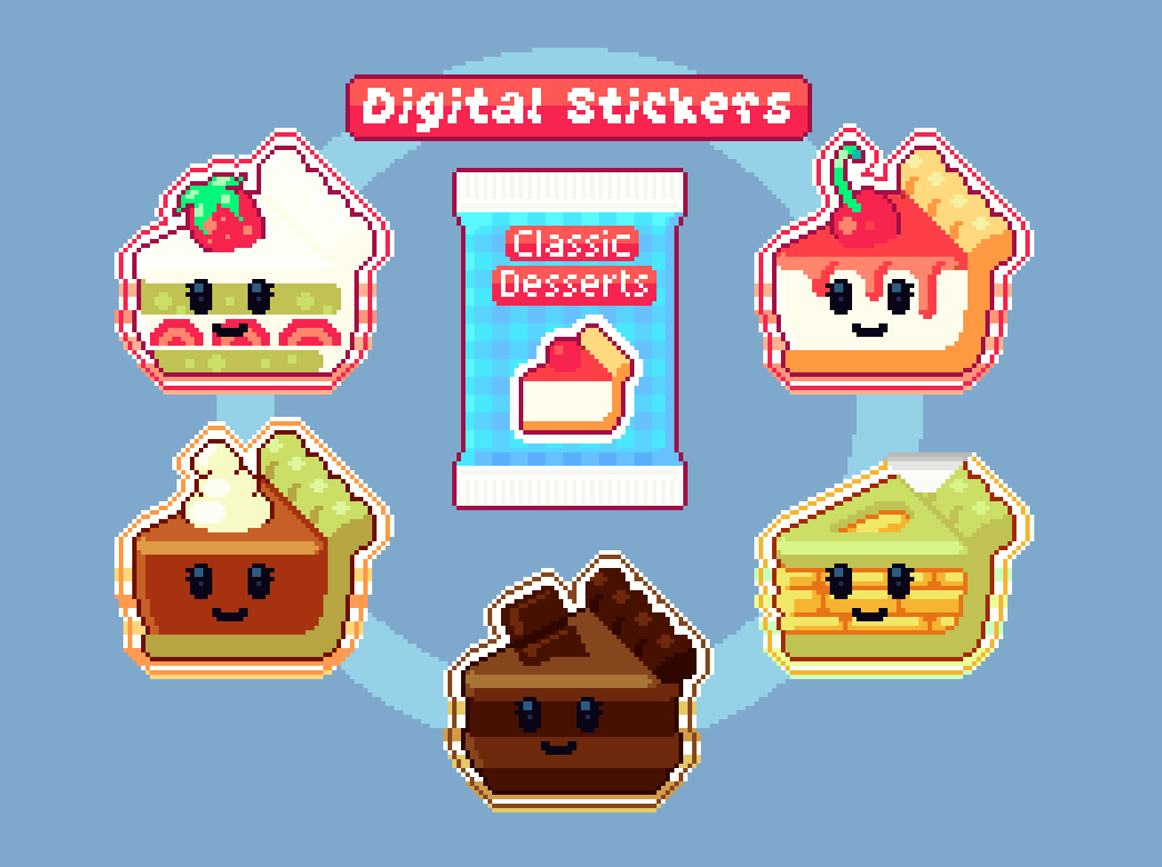 Digital Pixel Art Sticker Pack! - Classic Desserts - (64x64)