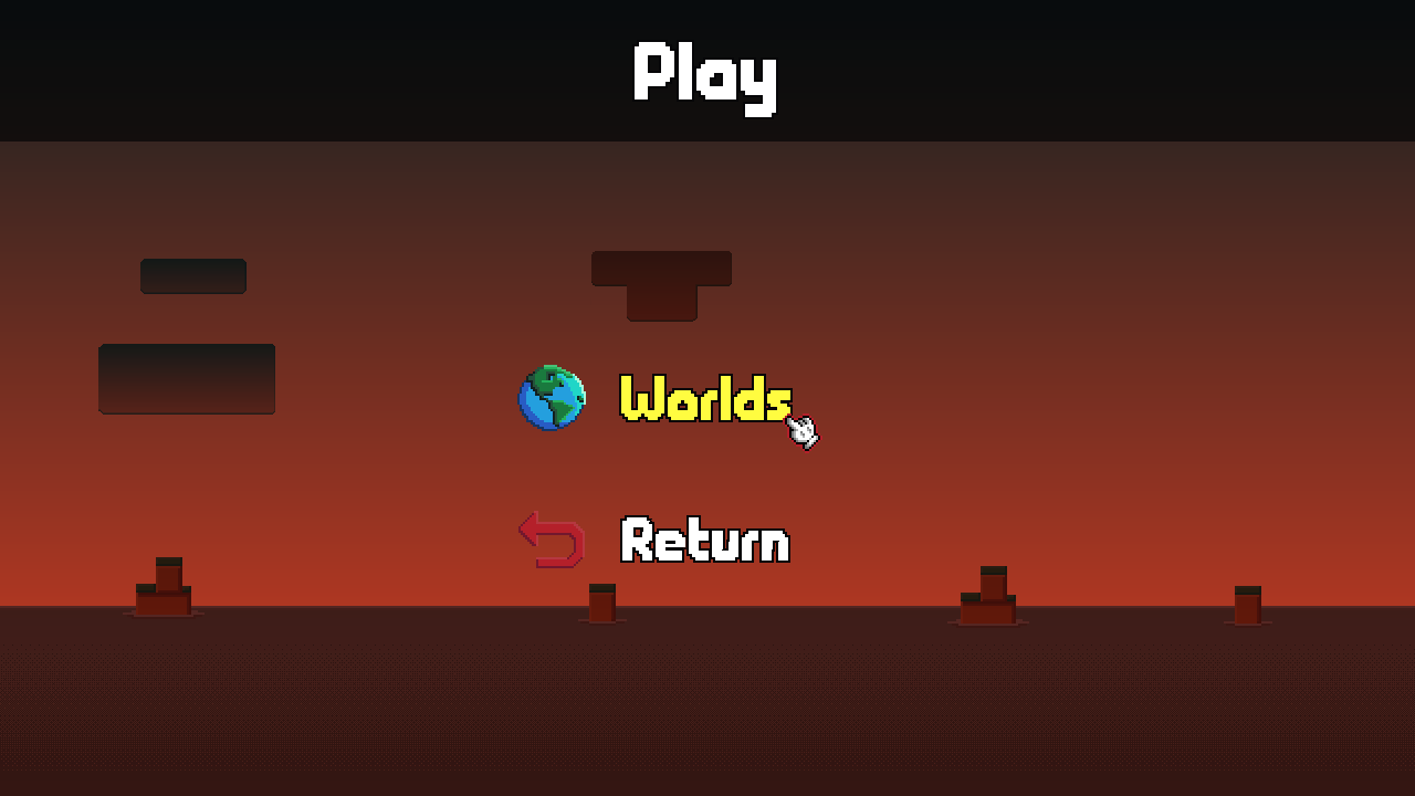 Photo of the “Play” session with the mouse over the “Worlds” option