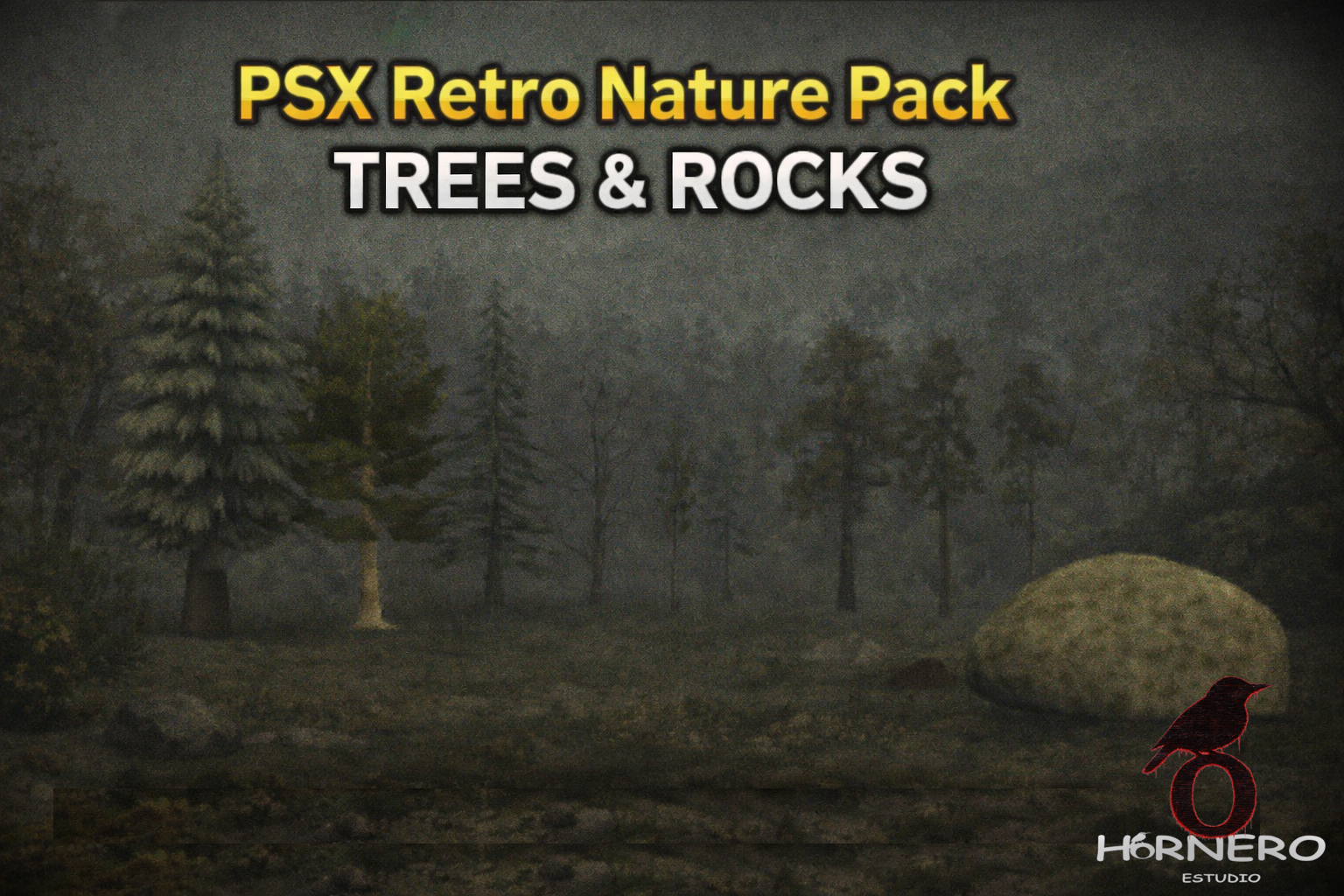 PSX Retro Nature Pack – Trees & Rocks by Hornero Estudio