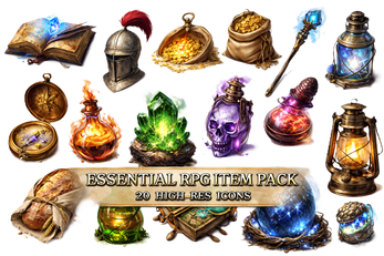 Essential RPG Item Pack - 20 High-Res Icons by GassTheGoblin
