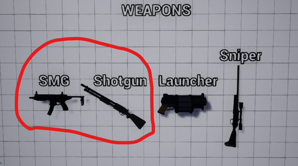 new SMG and Shotgun weapons added.