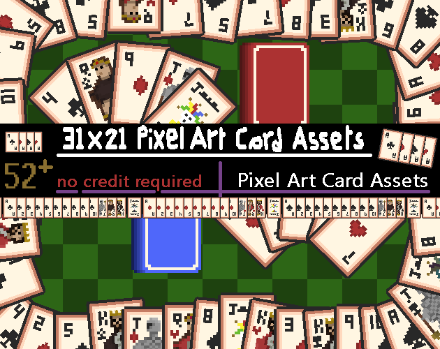 cards - 52 card assets | Pixel Art by The Wanderers Land