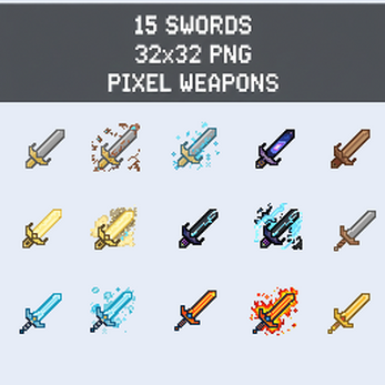 Pixel Sword Pack (15 Weapons) by chaimelody