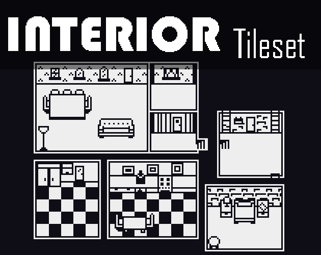 1-BIT INTERIOR TILESET