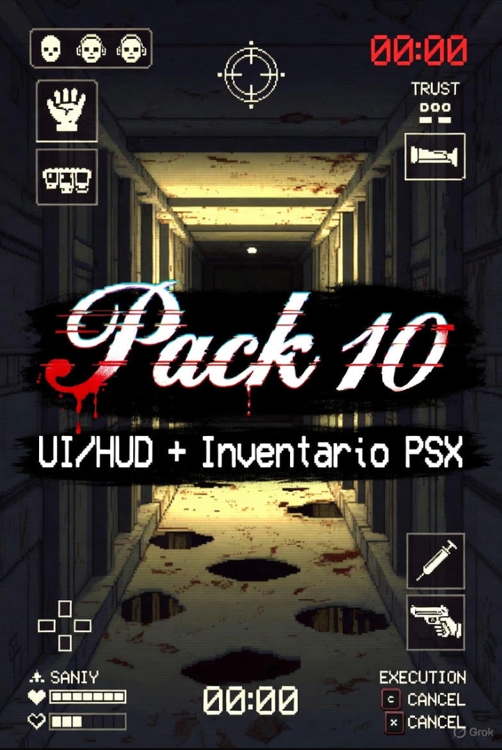 Pack 10 Bunker Survival Horror – UI/HUD + Inventario PSX Text Asset ...