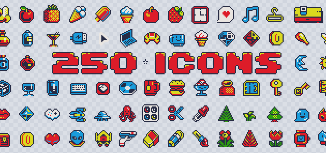 250 - Pixel Art Style Icons