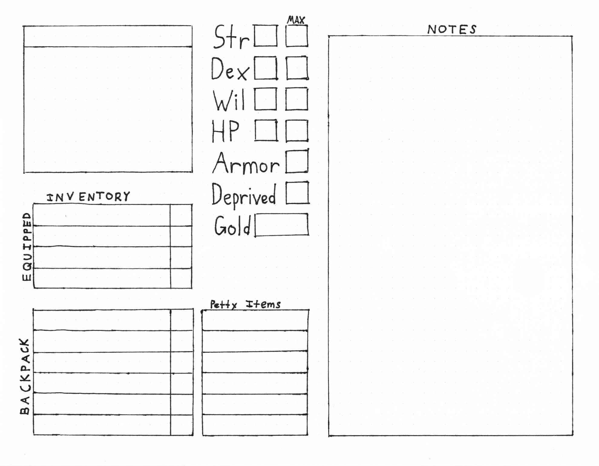 Cover image for Cairn Minimalist Hand-Penned Character Sheet