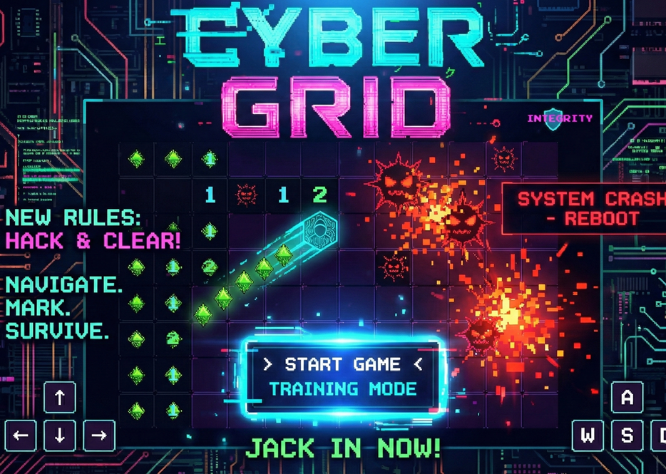 Cover image for [WIP] CYBER GRID: A Cyberpunk Minesweeper-style