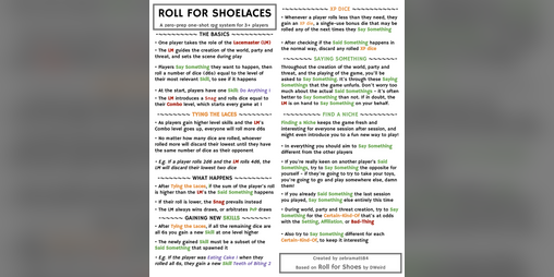 Cover image for Roll for Shoelaces Micro-RPG