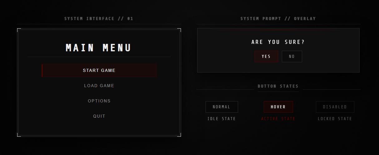 PS1 / PSX Horror UI Pack for React — Accessible Game Menus & Modals
