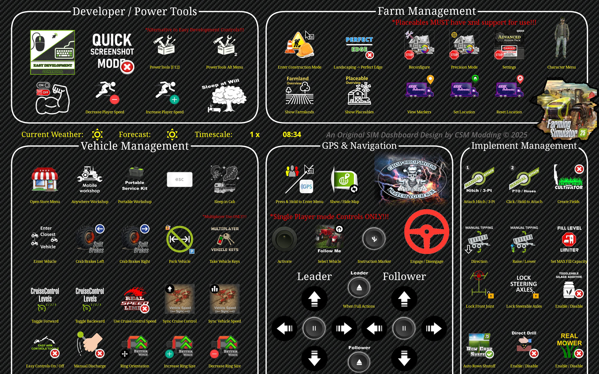 CSM - FS25 Developers / Power User Tools Dashboard #1 by Chop Shop Mods ...
