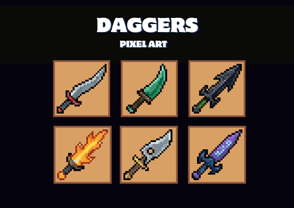 Daggers Icons Pixel Art by Pixel-Banner