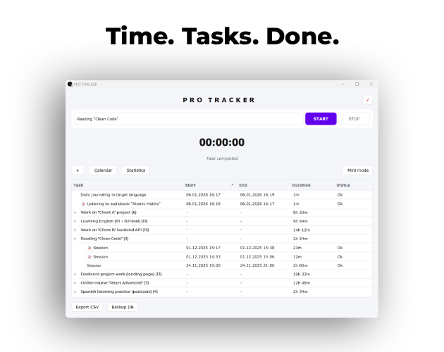 PRO TRACKER Time by Improve_pt