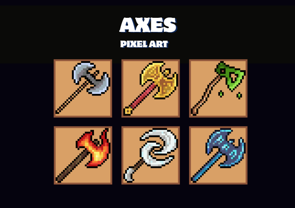 Axes Icons Pixel Art 32x32 by Pixel-Banner