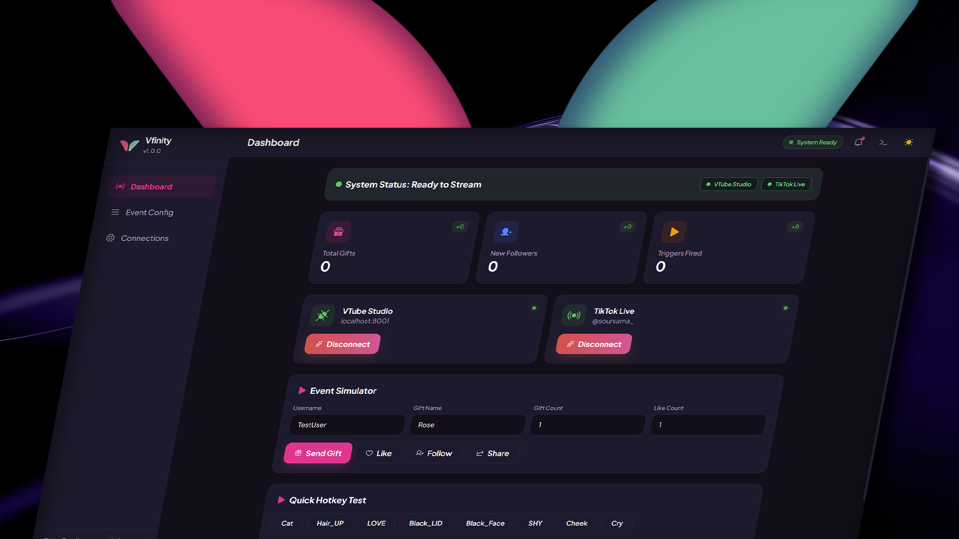 Vfinity - Connect VTube Studio to Tiktok using Tikfinity