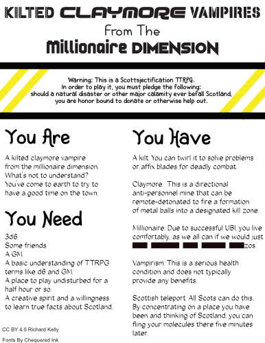 Cover image for Kilted Claymore Vampires From The Millionaire Dimension