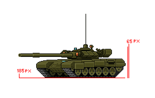 T-90A Tank Pixel Art Animated Walk and Shooting Single Asset. by