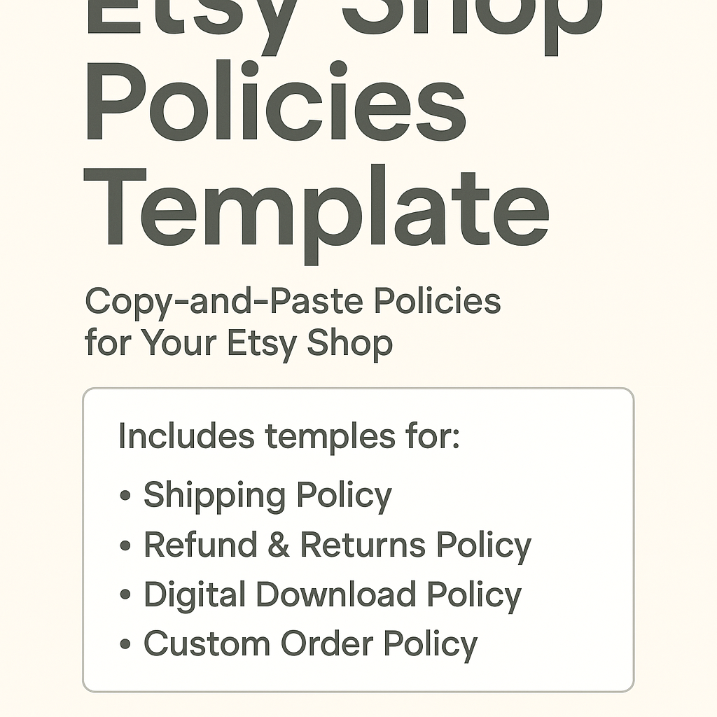 Etsy Shop Policies Template by ProgressionDigitalTools